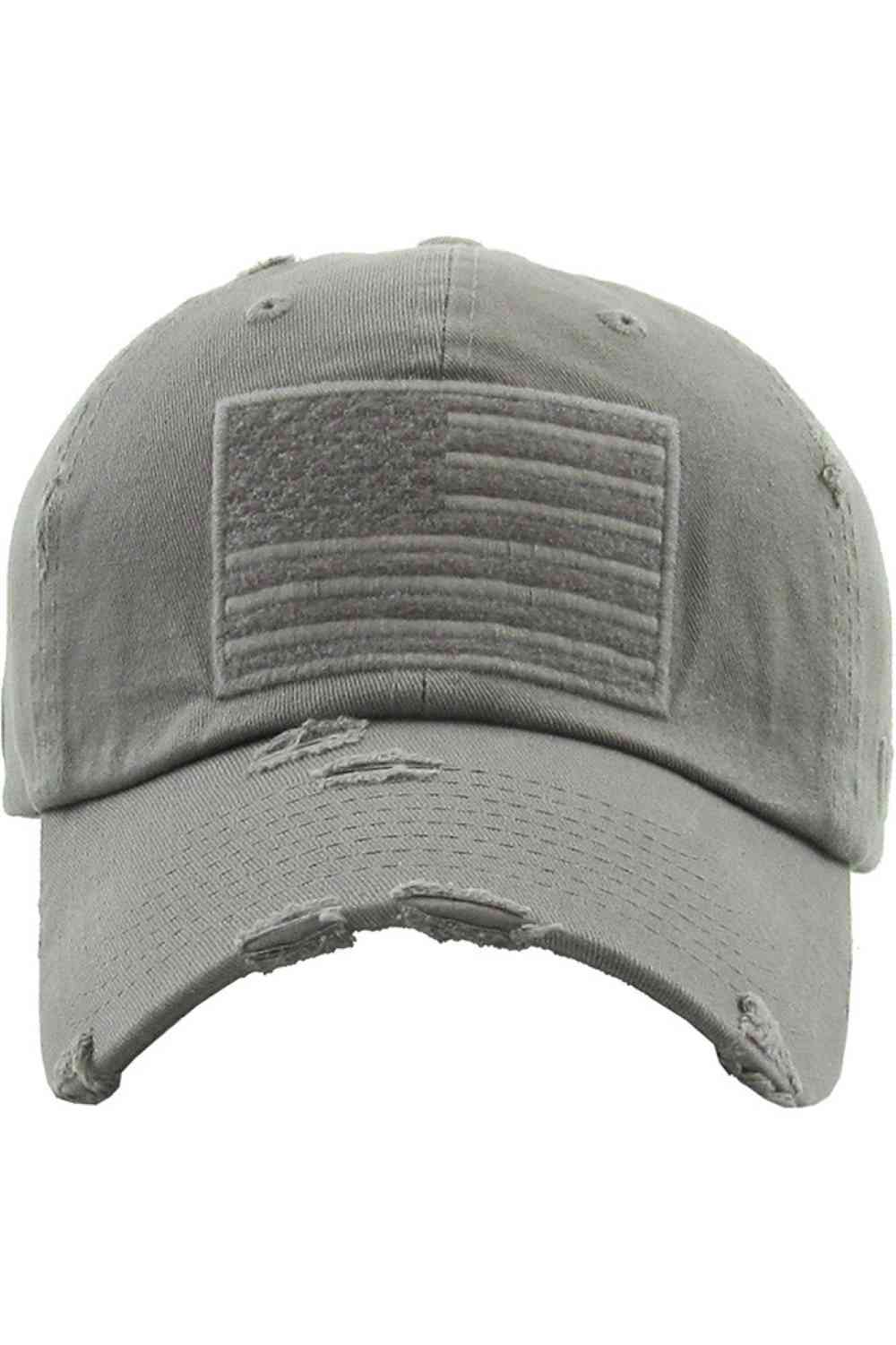 Gray Show off your patriotic style with this Unisex American Flag washed vintage distressed baseball cap, featuring a classic worn-in look and bold flag detail. Designed for comfort with an adjustable fit, this everyday cap is perfect for casual outings, outdoor activities, or laid-back weekends.