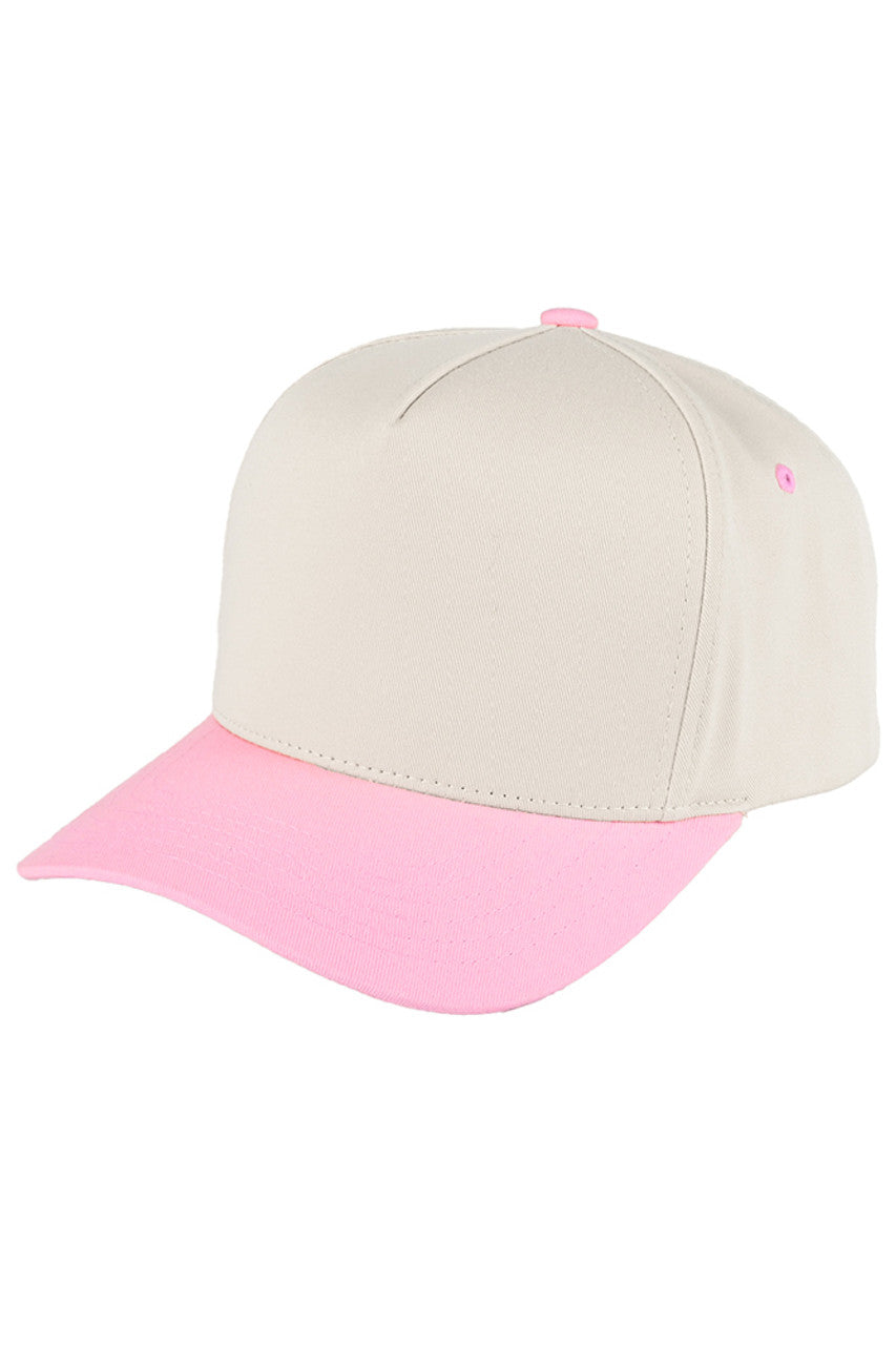 Light Pink C.C. Kids Two-Tone Canvas Trucker Cap combines durable canvas with breathable mesh for all-day comfort and style. Its two-tone design adds a trendy touch, while the adjustable snapback ensures a secure fit for growing heads. Ideal for active kids, this cap offers sun protection and a lightweight feel, making it perfect for outdoor adventures.