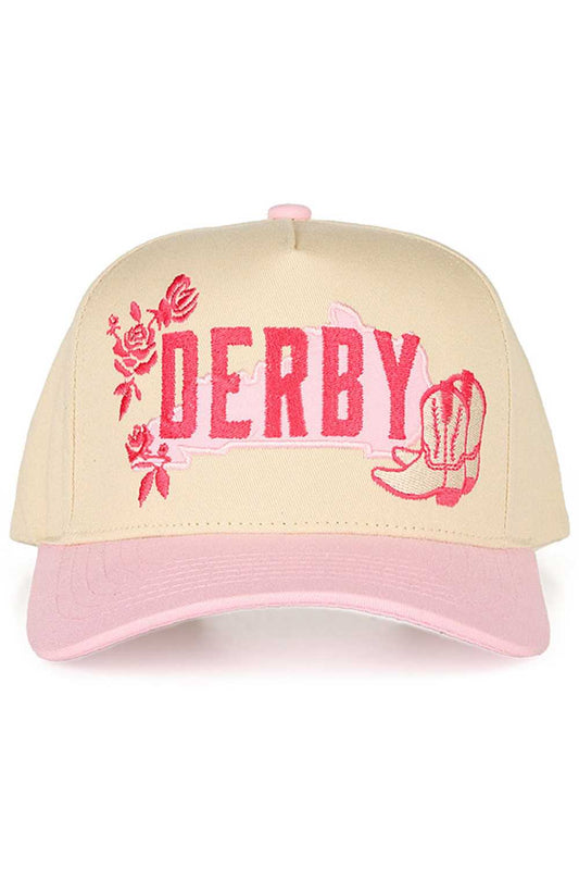 Light Pink Elevate your casual style with this C.C DERBY trucker hat, featuring intricate embroidered details of a letter, delicate rose, and classic boots. Crafted from 100% cotton for breathability and comfort, this snapback design offers adjustable sizing for the perfect fit. With a circumference of 22.5", it's designed for one-size-fits-most wear. Whether you're heading to the track, running errands, or making a fashion statement, this Vietnam-made cap combines vintage charm with modern edge. Perfect fo