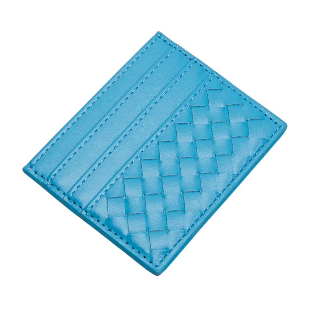 Light Blue Faux Leather Basket Weave Card Holder Wallet boasts a stylish basket weave design. Made from durable materials, it can securely hold multiple cards and cash while keeping a slim profile. Perfect for those looking for a sophisticated and functional accessory.