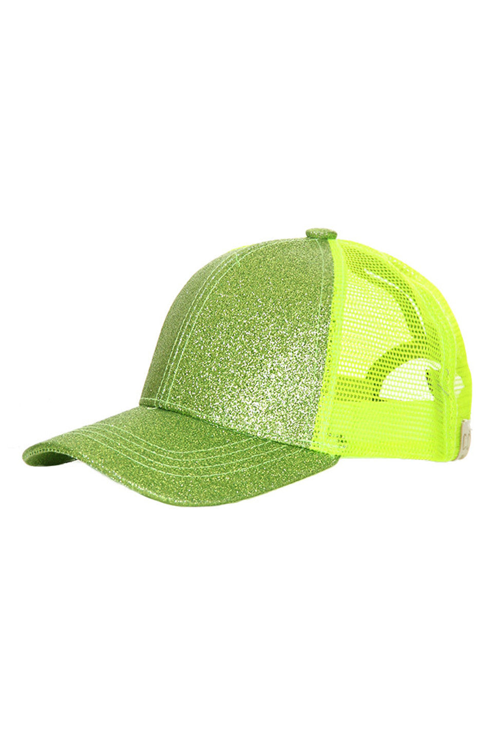 Lime C.C Baseball Ponycap combines classic baseball cap style with a convenient ponytail opening, offering both comfort and functionality. Crafted from breathable materials, it ensures all-day wearability while accommodating various hair types and styles. Ideal for active lifestyles, this cap provides sun protection without compromising on style or practicality. 
