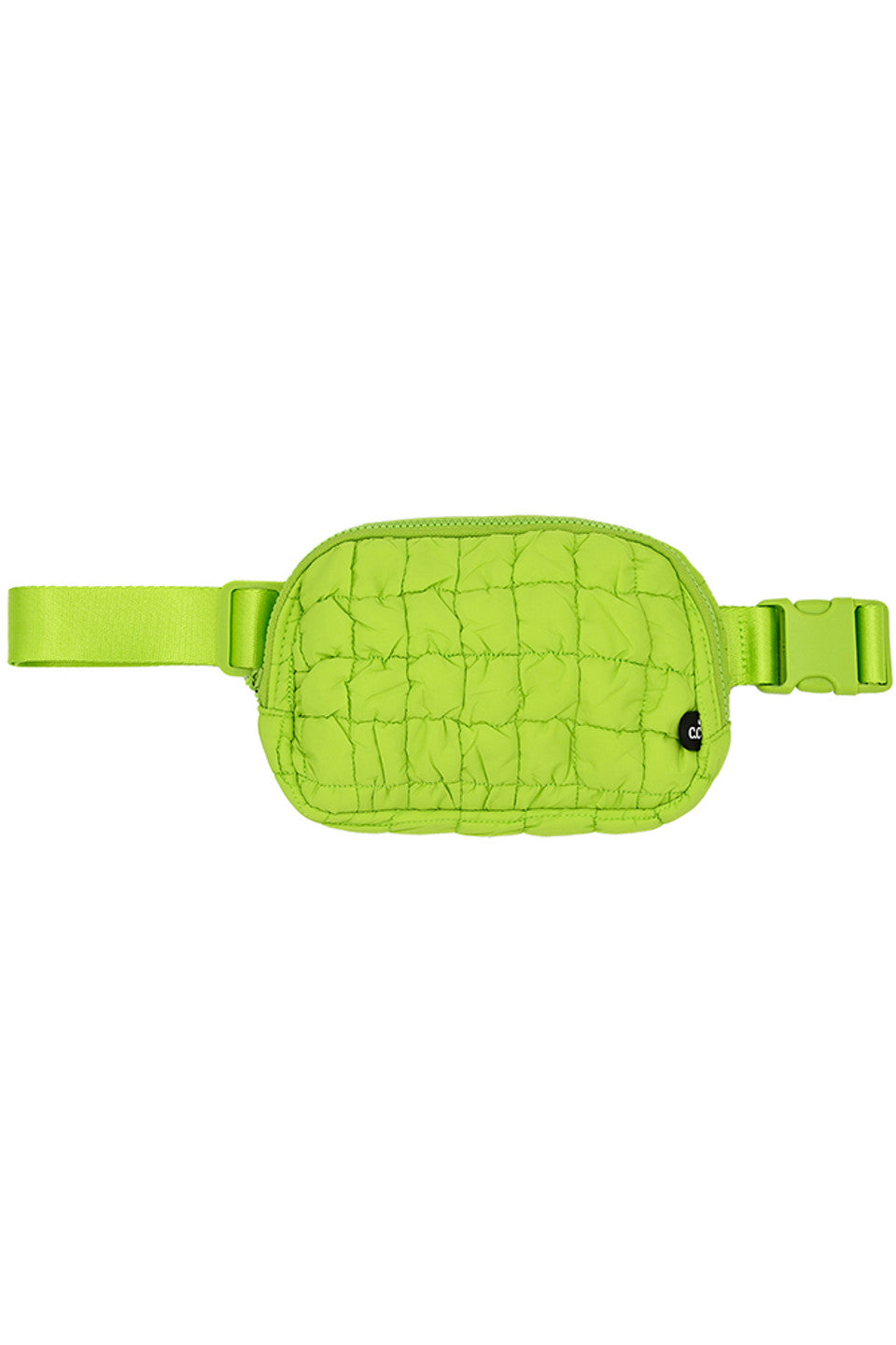 Lime  C.C Quilted Puffer Fanny Pack is a stylish and functional accessory for any on-the-go individual. Made with durable quilted material, this fanny pack provides convenient storage for your essentials while remaining comfortable to wear. Perfect for travelers, runners, and outdoor enthusiasts.