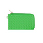 Faux Leather Basket Weave Flat Card Holder Wallet with Wristlet - Lime - Wallets