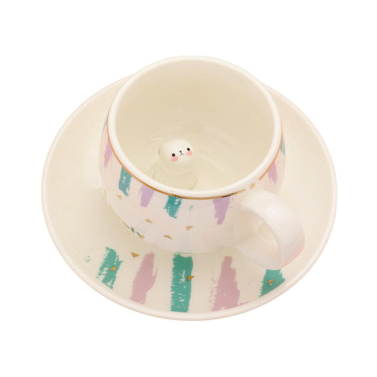 Mint Lovely Message Cute Bunny Ceramic Mug Cup and Saucer Set is perfect for adding a touch of cuteness to your daily routine. Made with high-quality ceramic, this set is durable and features a lovely message and cute bunny design. Enjoy your favourite hot beverage in style with this charming set.