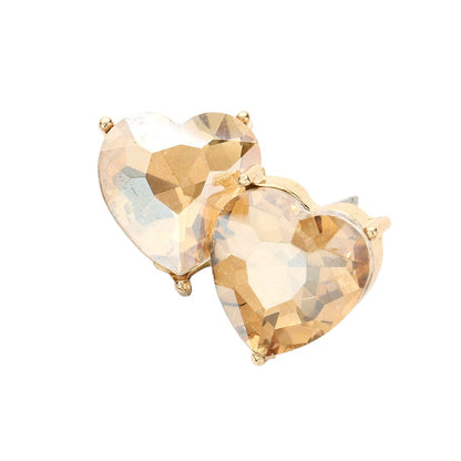 Heart Stone Evening Stud Earrings - Lt Col Topaz - Earrings
