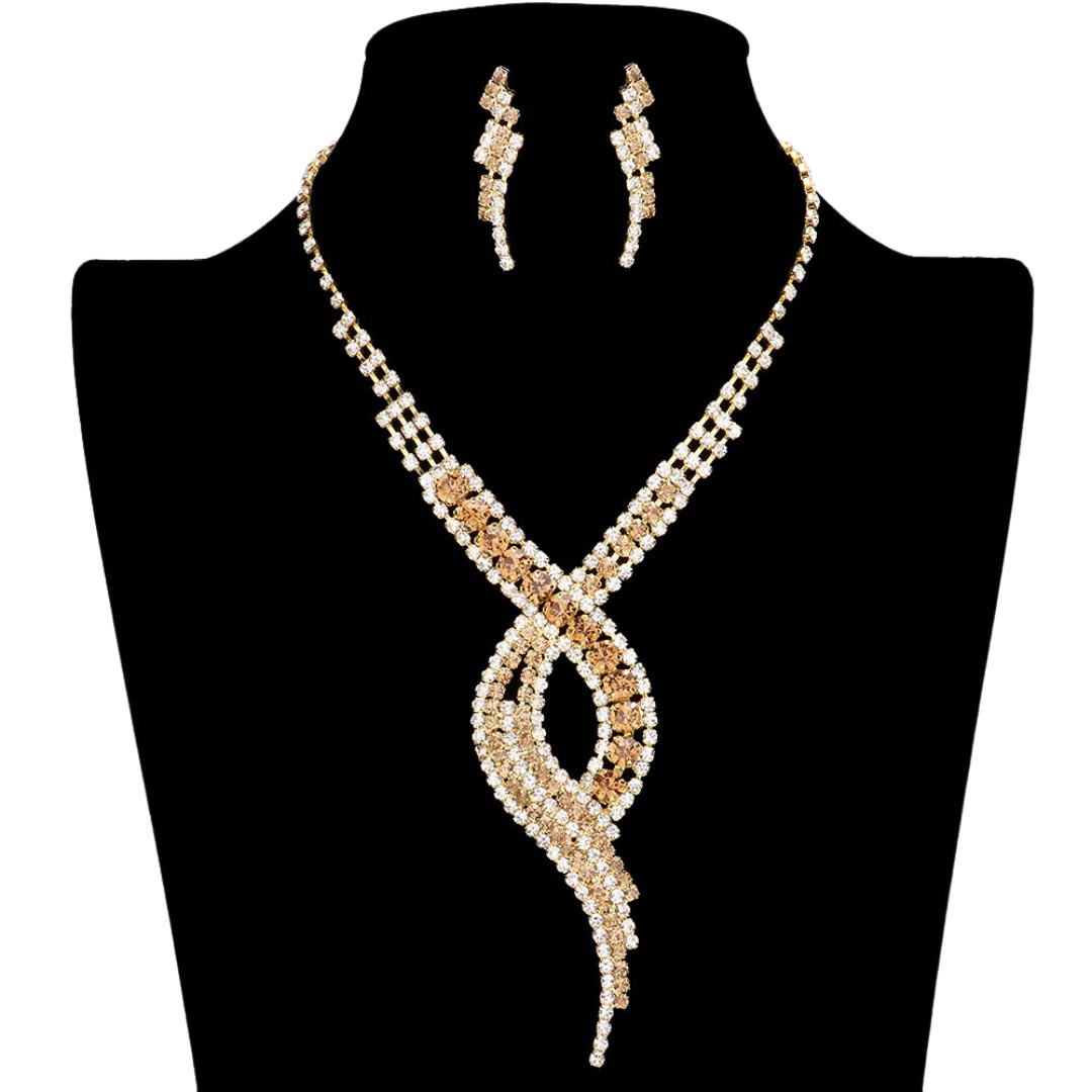 Lt Col Topaz Swirl Rhinestone Pave Necklace, get ready with this swirl rhinestone pave necklace to receive the best compliments on any special occasion. These classy swirl rhinestone pave necklaces are perfect for parties, weddings, and evenings. Awesome gift for birthdays, anniversaries, Valentine‚Äö√Ñ√¥s Day, or any special occasion.