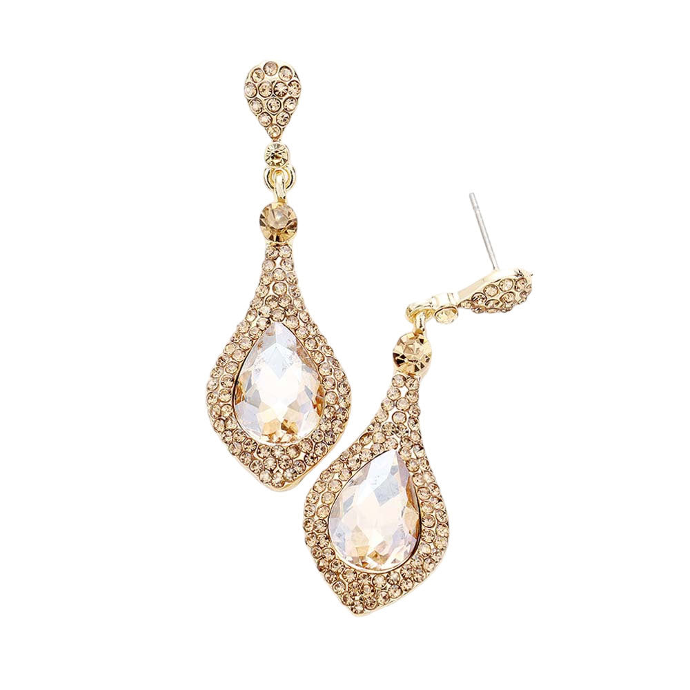 Lt Col Topaz Teardrop Crystal Rhinestone Pave Evening Earrings, will give you a classic, elegant look. They feature a teardrop-shaped design and are adorned with crystal rhinestones for an eye-catching touch. Perfect for any special occasion, night out party, Mother's Day, Graduation, Prom Jewelry, Just Because, etc. Stay elegant.