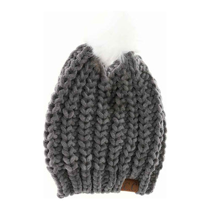 Lt.Grey Chenille Chunky Knit Faux Fur Pom C.C Beanie&nbsp;Before running out the door into the cool air, you’ll want to reach for these toasty beanie to keep your hands incredibly warm. Accessorize the fun way with these beanie, it's the autumnal touch you need to finish your outfit in style. Awesome winter gift accessory!&nbsp;&nbsp;Perfect Gift Birthday, Christmas, Holiday, Anniversary, Valentine’s Day, Loved One.