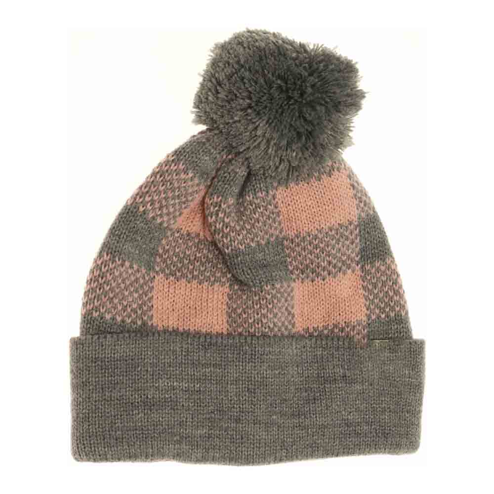 Lt.Grey-IndiePink- BABY Buffalo Plaid Pom Beanie combines classic style with cozy warmth, featuring a timeless buffalo plaid pattern perfect for infants. Crafted from soft, breathable materials, it ensures gentle comfort on delicate skin while providing essential protection against chilly weather. The playful pom detail adds a charming touch, making it an ideal accessory for everyday wear or outdoor adventures during colder months. 