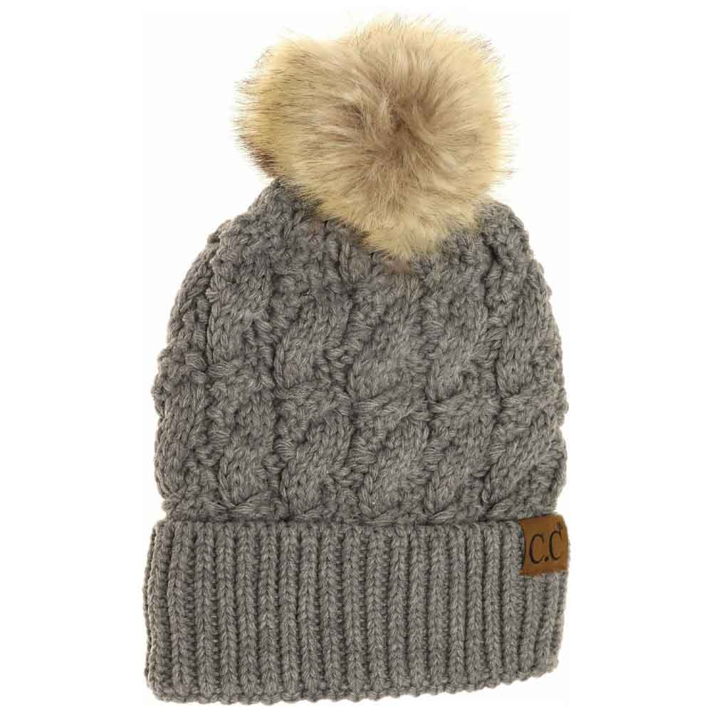 Lt.Grey Ribbed Cable Knit Fur Pom Beanie combines classic cable knit craftsmanship with a contemporary ribbed texture for enhanced flexibility and fit. Crafted to provide warmth without compromising breathability, this beanie features a soft fur pompom for a stylish accent. Its structured design ensures lasting comfort, making it an ideal accessory for cold weather while maintaining a polished, sophisticated look. 