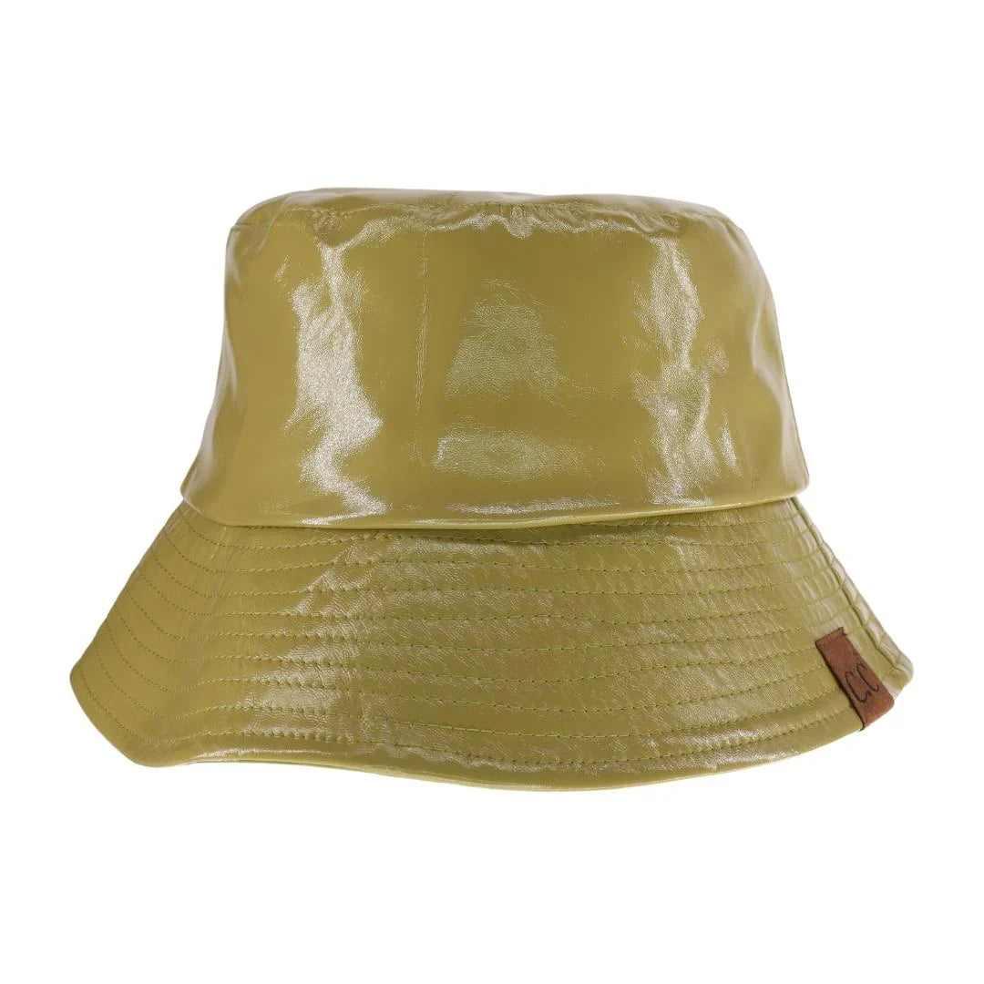 Light Olive C.C Vegan Leather Bucket Hat offers a stylish and cruelty-free option for sun protection. Made from premium vegan leather, this hat provides both fashion and functionality. Keep your head cool and protected while making an ethical choice.