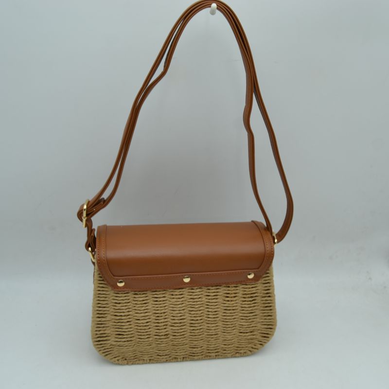 Woven Straw Flap Crossbody Bag – Chic Summer Shoulder Satchel - Crossbody Bag