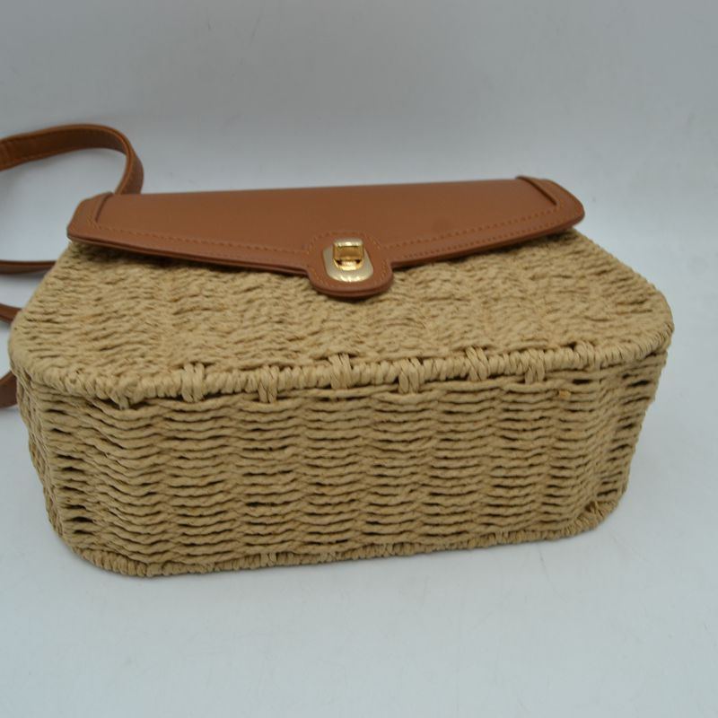 Woven Straw Flap Crossbody Bag – Chic Summer Shoulder Satchel - Crossbody Bag