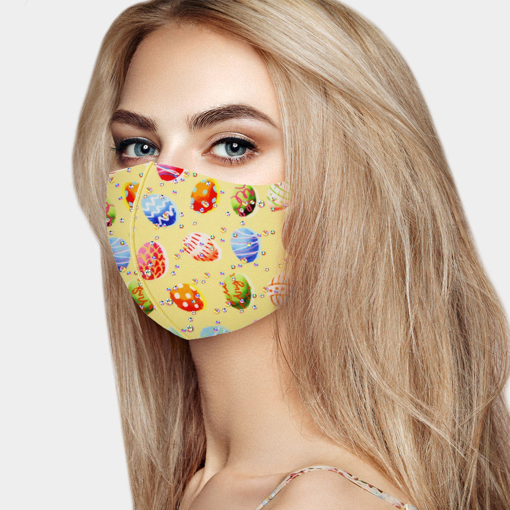 Madeline Love Yellow Easter Egg Print Fashion Mask - Jewelry