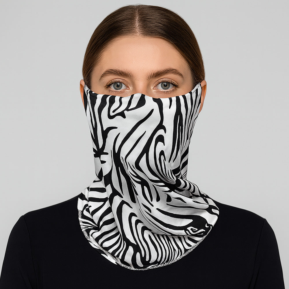 Madeline Love White Zebra Print Face Tube Mask / Scarf - Jewelry