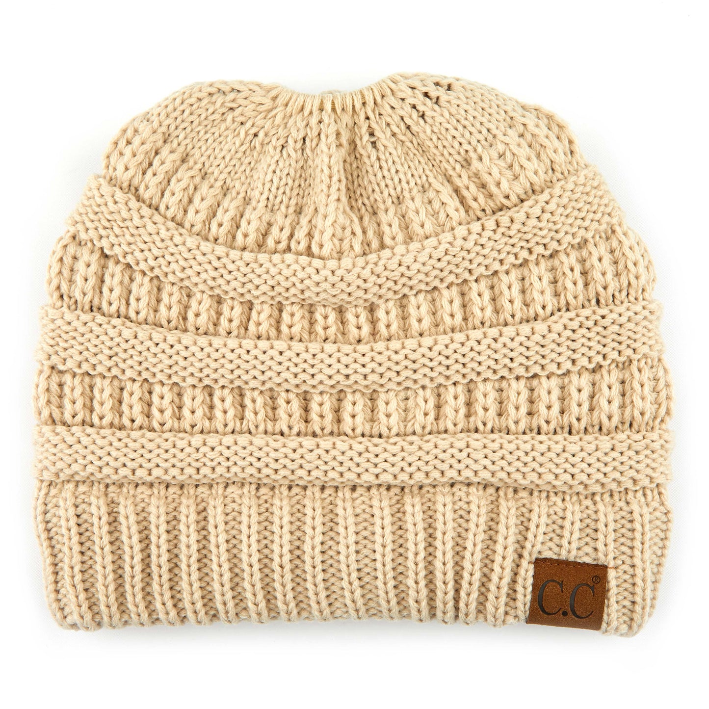 C.C Solid Color Beanie Tail Hat
