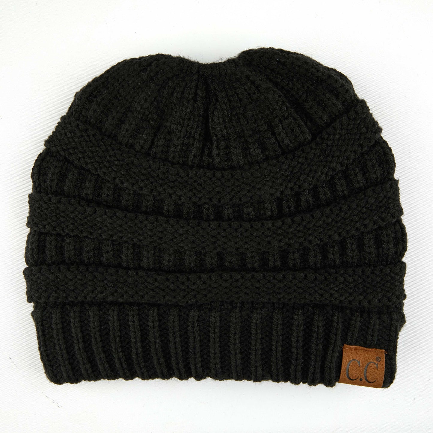 C.C Solid Color Beanie Tail Hat