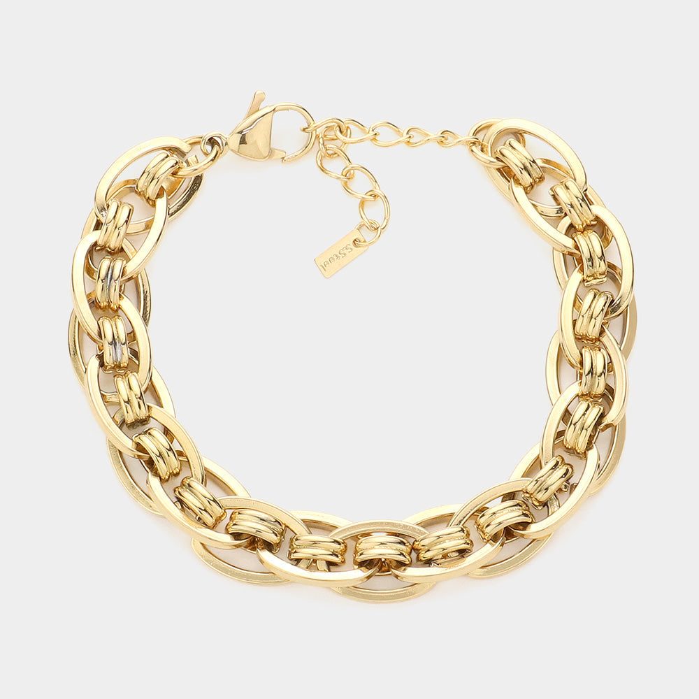 Madeline Love Gold 18K Gold Dipped Stainless Steel Premium Handmade Chain Link Bracelet