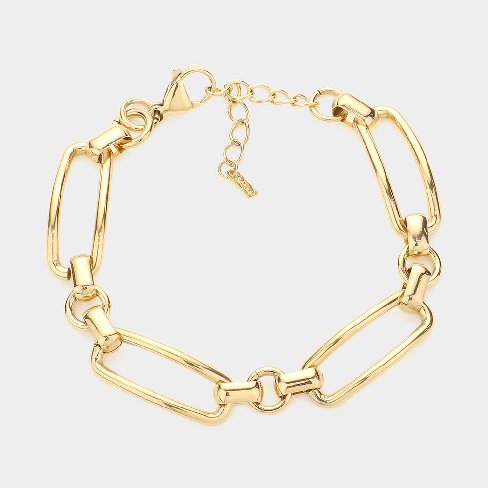 Madeline Love Gold 18K Gold Dipped Stainless Steel Premium Handmade Chain Link Bracelet
