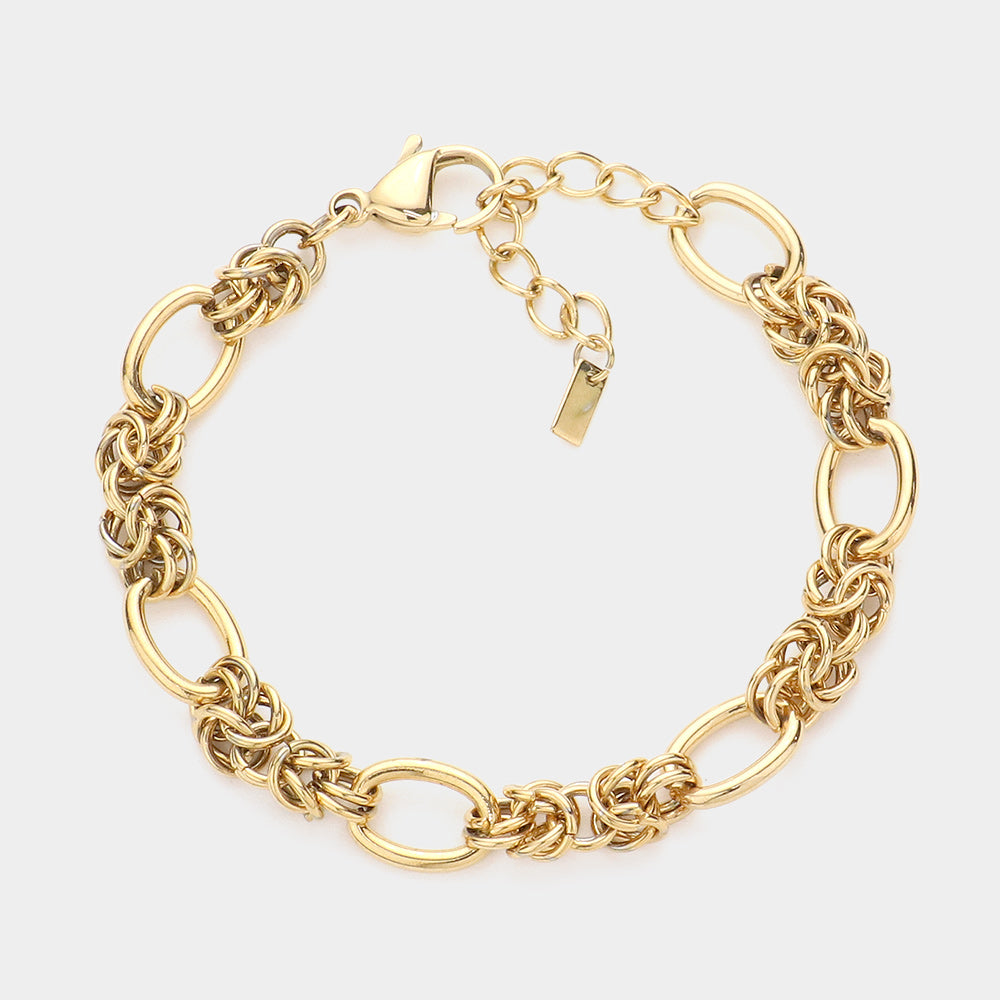Madeline Love Gold 18K Gold Dipped Stainless Steel Premium Handmade Chain Link Bracelet