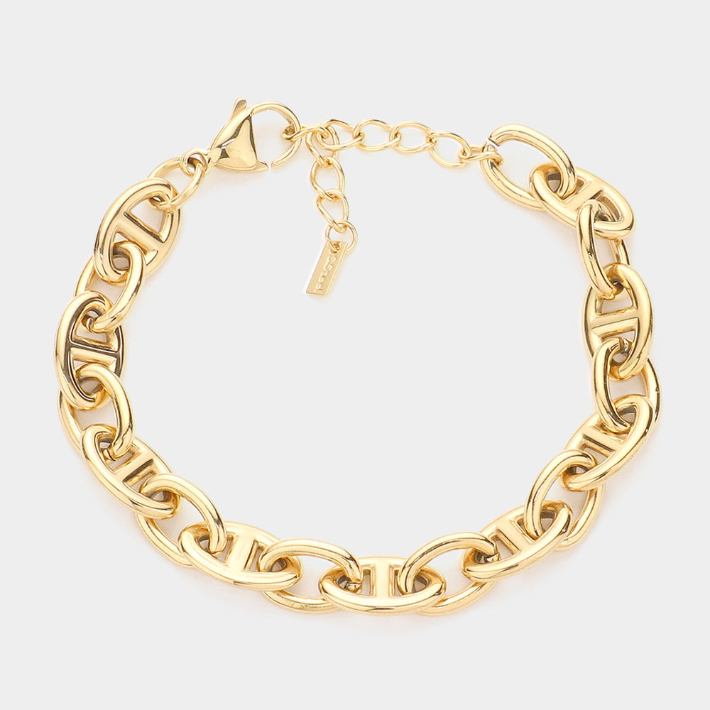 Madeline Love Gold 18K Gold Dipped Stainless Steel Premium Handmade Chain Link Bracelet