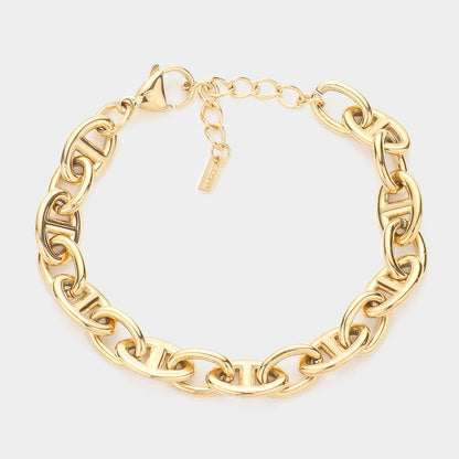 Madeline Love Gold 18K Gold Dipped Stainless Steel Premium Handmade Chain Link Bracelet