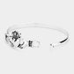 Madeline Love Antique Silver Antique Metal Claddagh Heart Accent Bangle Bracelet - Bracelets - desc