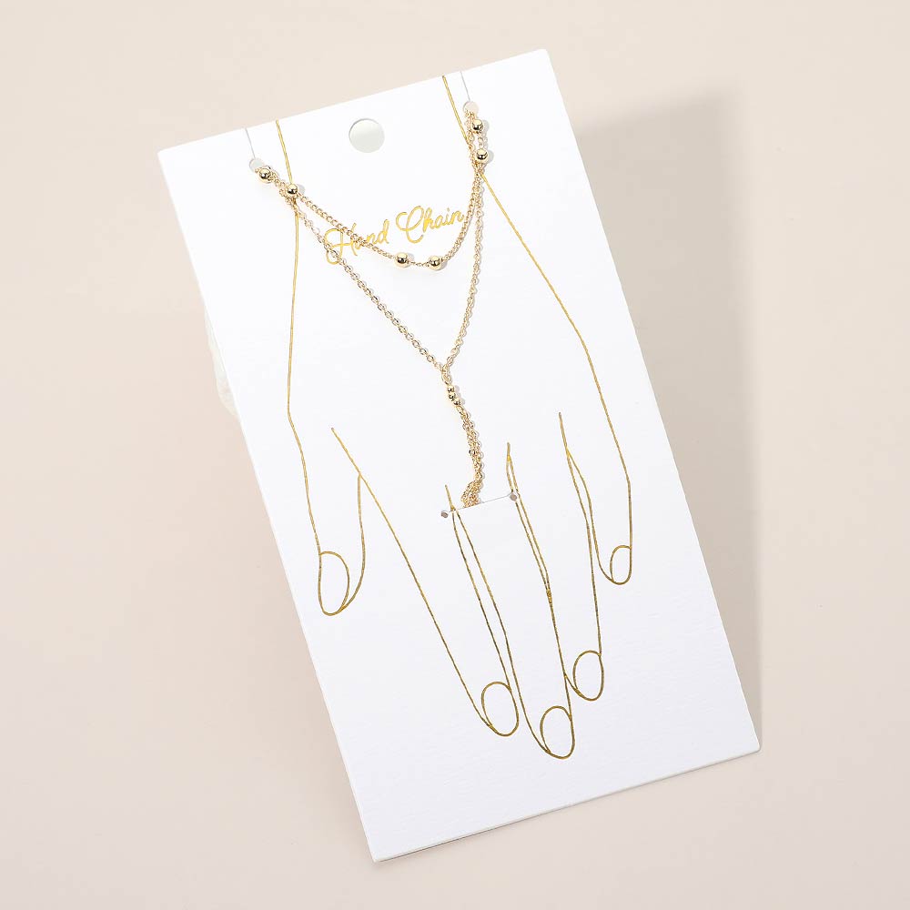 Madeline Love Gold Delicate Beaded Accent Layered Hand Chain Bracelet - Body Jewelry