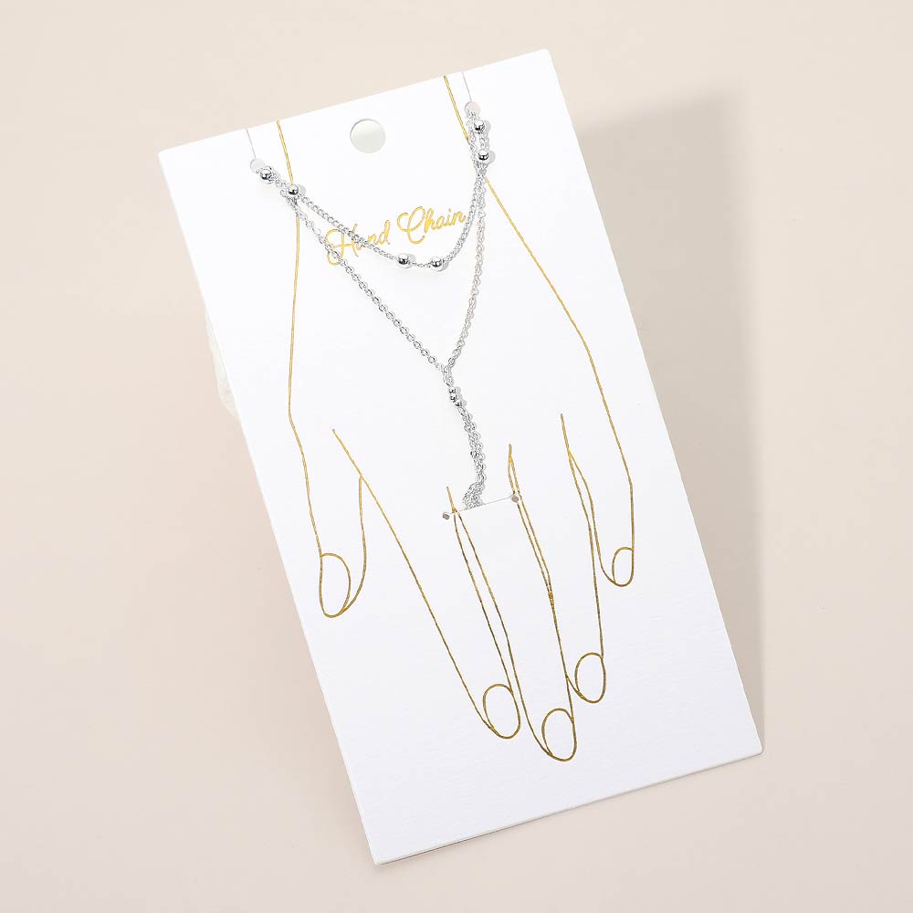 Madeline Love Rhodium Delicate Beaded Accent Layered Hand Chain Bracelet - Body Jewelry