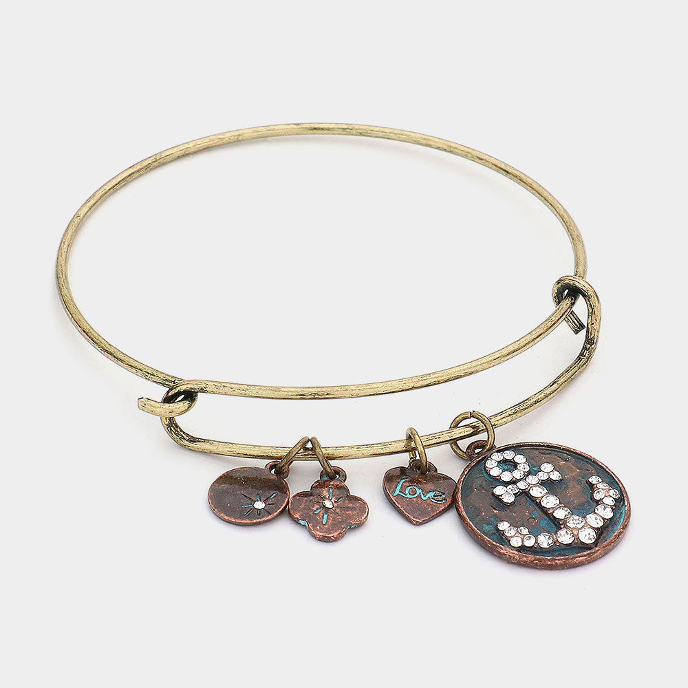 Madeline Love Patina Verdigris Anchor Metal Hook Bracelet - Bracelets