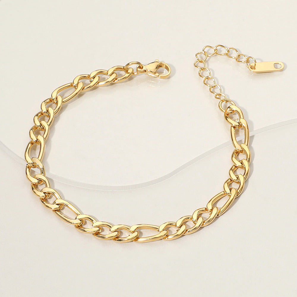 Madeline Love Gold Stainless Steel Figaro Chain Bracelet