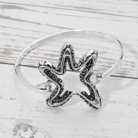 Madeline Love Antique Silver Antique Metal Open Starfish Bangle Bracelet - Bracelets