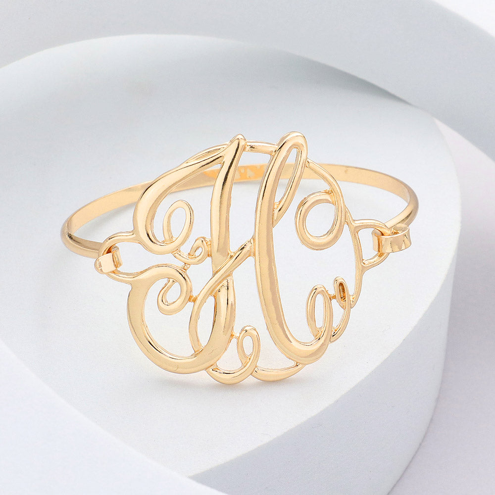 Madeline Love Gold -H- Initial Monogram Curlicue Bracelet - Bracelets