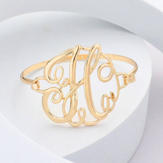 Madeline Love Gold -H- Initial Monogram Curlicue Bracelet - Bracelets
