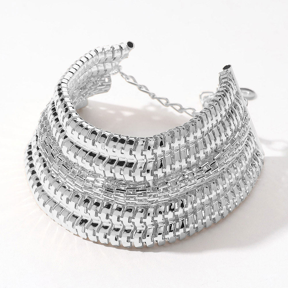 Madeline Love Rhodium Metal Snake Chain Strand Bracelet - Bracelets