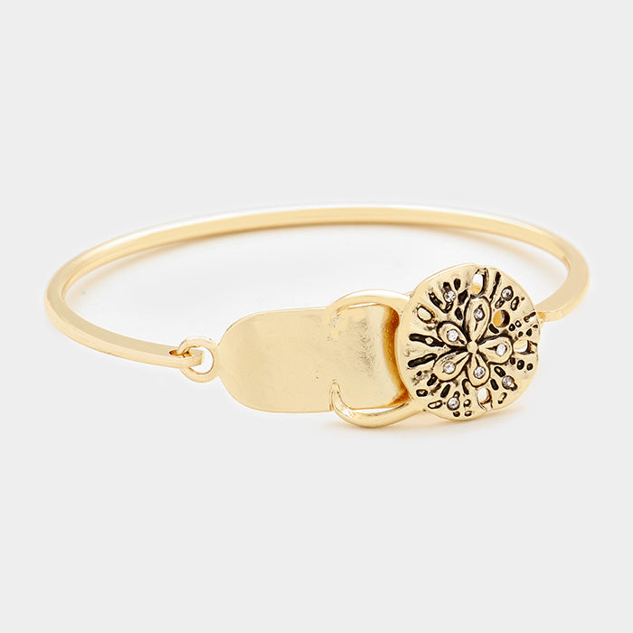 Madeline Love Antique Gold Flip Flops Slippers Sand Dollar Hook Bracelet - Bracelets
