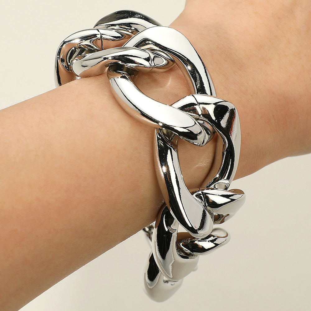 Madeline Love Rhodium Chunky Curb Chain Bracelet - Bracelets