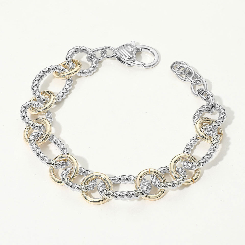 Madeline Love Two Tone 14K Gold Plated Two Tone Textured Chain Bracelet