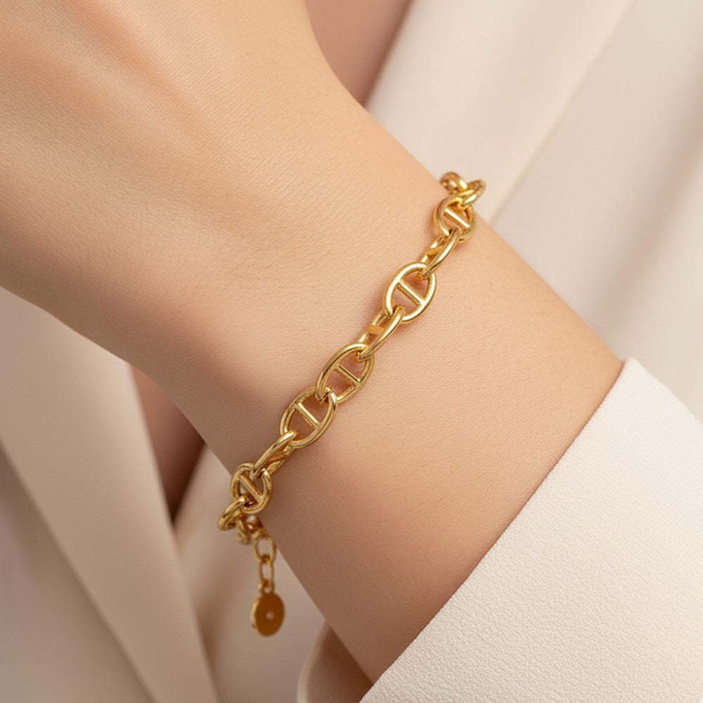Madeline Love Gold Gold Dipped Mariner Link Chain Bracelet - Bracelets