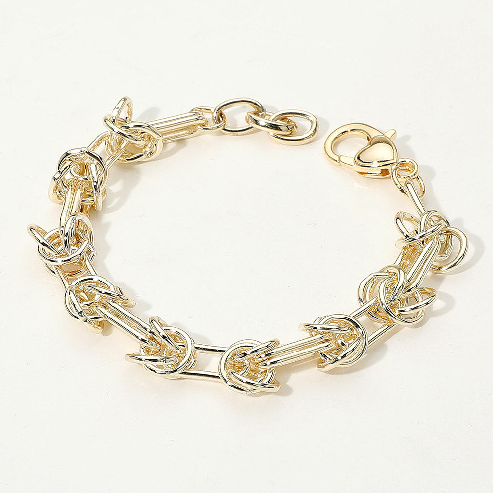 Madeline Love Gold 14K Gold Plated Knotted Link Chain Bracelet