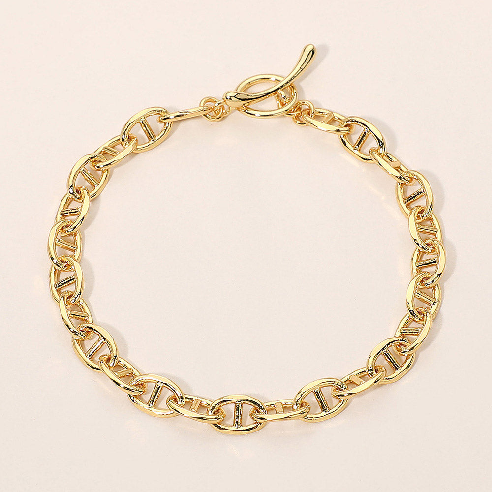 Madeline Love Gold 18K Gold Dipped Mariner Link Chain Toggle Bracelet