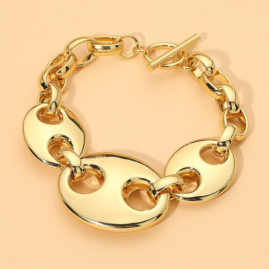 Madeline Love Gold Stainless Steel Chunky Mariner Link Chain Toggle Bracelet