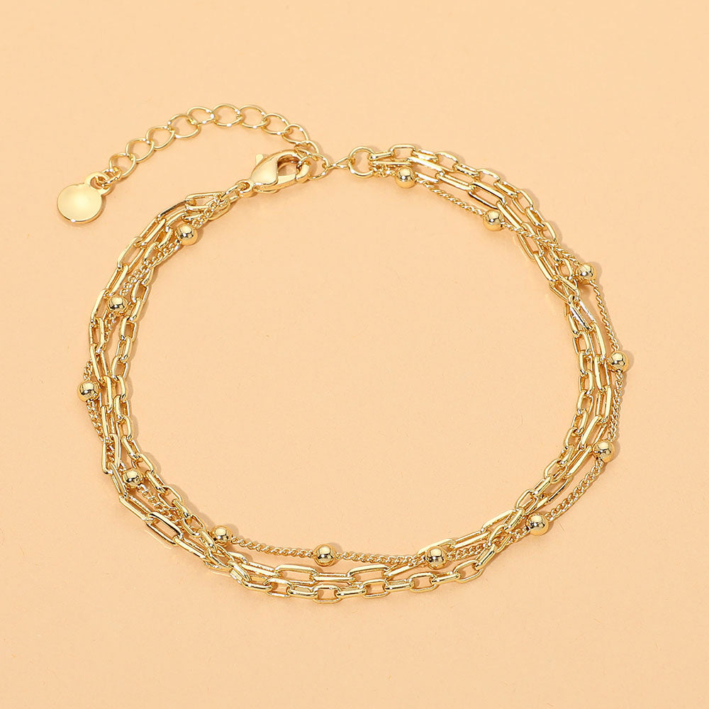 Madeline Love Gold 18K Gold Dipped Beaded Paperclip Chain Layered Bracelet