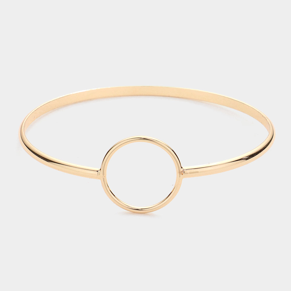 Madeline Love Gold Open Metal Circle Accented Bangle Bracelet - Bracelets