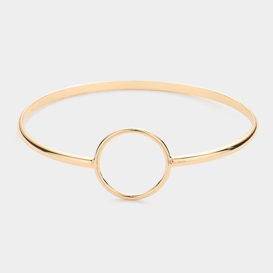 Madeline Love Gold Open Metal Circle Accented Bangle Bracelet - Bracelets
