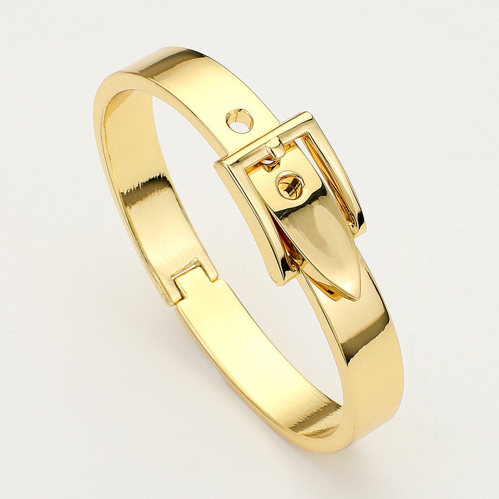 Madeline Love Gold Metal Belt Adjustable Hinged Bangle Bracelet - Bracelets
