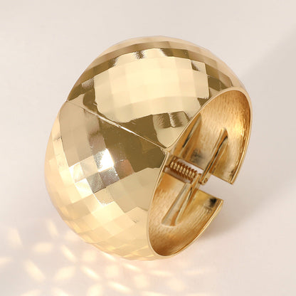 Madeline Love Gold Textured Wide Chunky Metal Hinged Bangle Bracelet - Bracelets