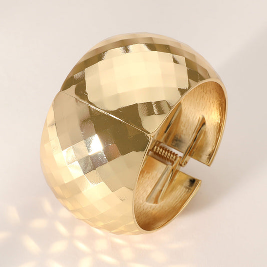 Madeline Love Gold Textured Wide Chunky Metal Hinged Bangle Bracelet - Bracelets