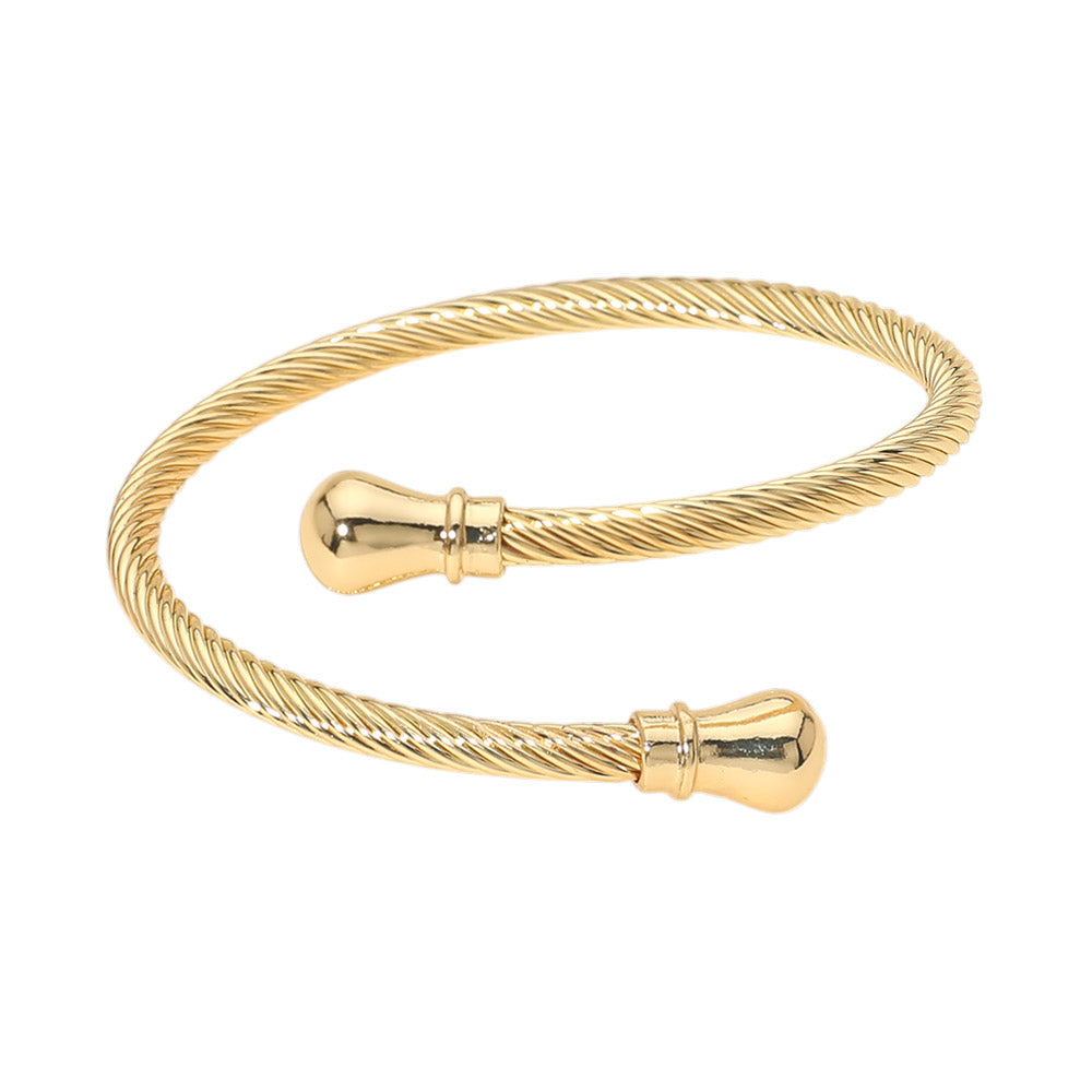 Madeline Love Gold Twisted Metal Cable Bangle Bracelet - Bracelets - desc