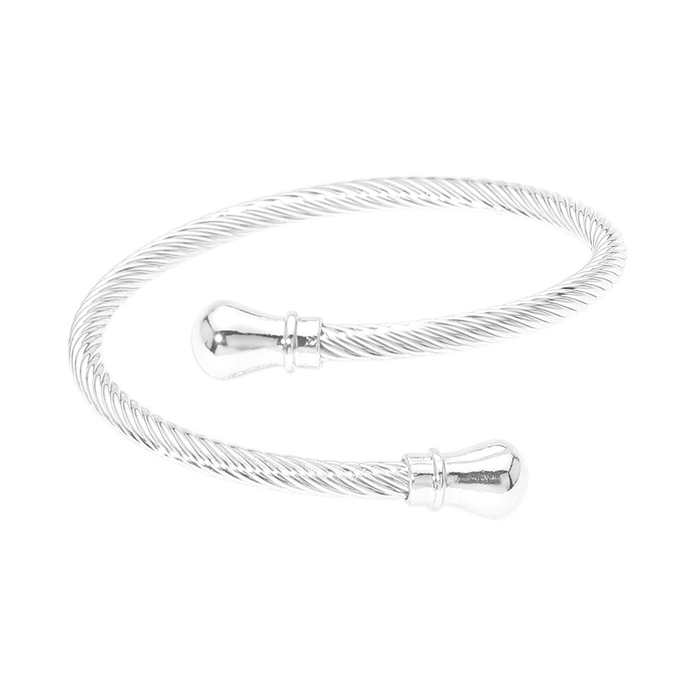 Madeline Love Silver Twisted Metal Cable Bangle Bracelet - Bracelets - desc